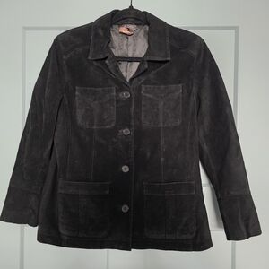 Genuine Suede Leather Jacket Womens Small Western Chic Button Front